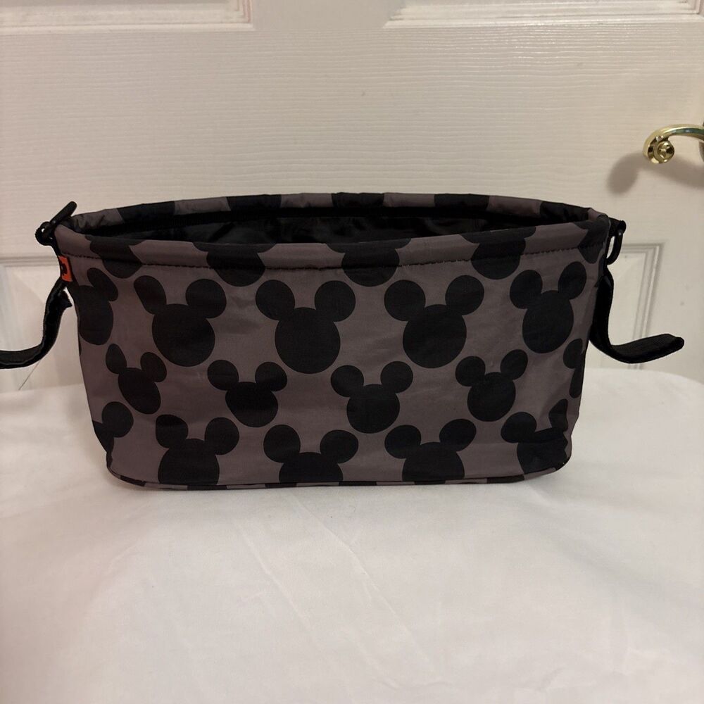 Disney Baby Universal Stroller Organizer Black Mickey Ear Print  Vinyl  W/straps